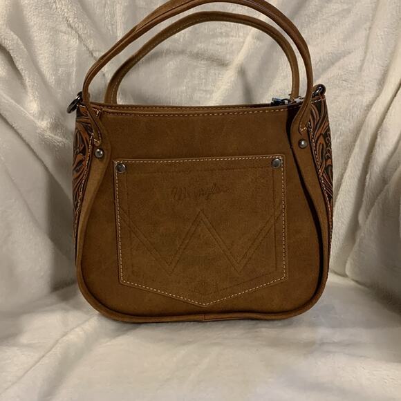 NWT Wrangler Genuine Hair-On Cowhide Tote Crossbody Bag - Brown - Picture 3 of 10